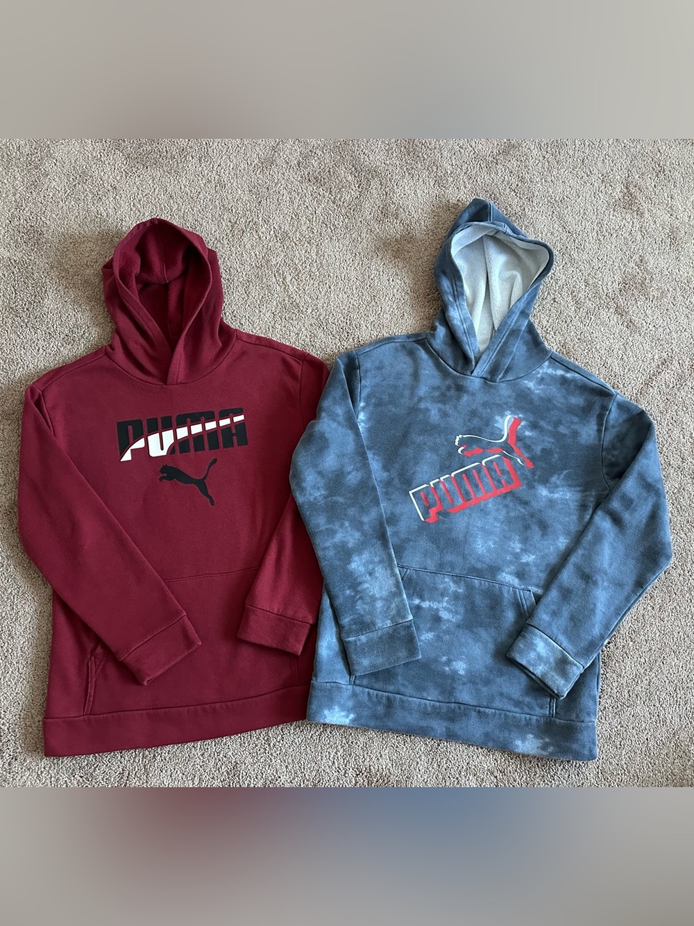 Puma Boy’s Hoodies - Burgundy & Blue Tie-Dye Set